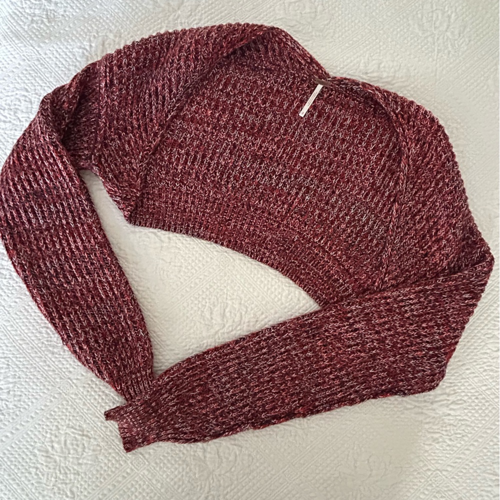 Free People Burgundy Knit Shrug